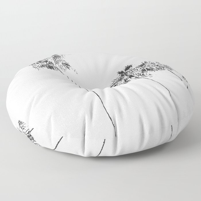 Minimal Black and White Palm Trees Floor Pillow