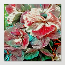Hydrangeas painted photo - turquoise crimson gray olive Canvas Print