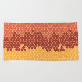 Honeycomb Orange Yellow Hive Beach Towel