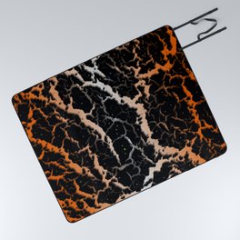 Cracked Space Lava - Orange/White Picnic Blanket
