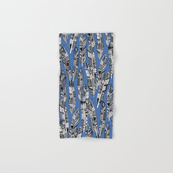 geo feathers blue Hand & Bath Towel