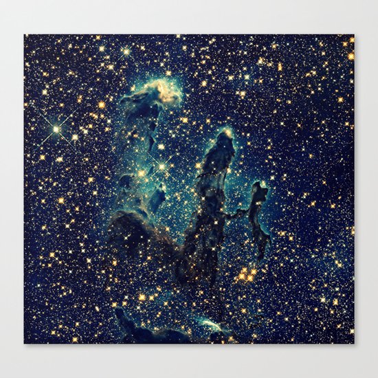 GalaxY Teal Blue & Gold Canvas Print