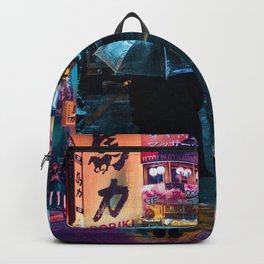 Japan street night Backpack | Umbrella, Street, Passage, Neon, Art, Top, Passing, Yellow, Walk, Letters 