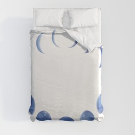 Blue Moon Phases | Watercolor Painting Duvet Cover