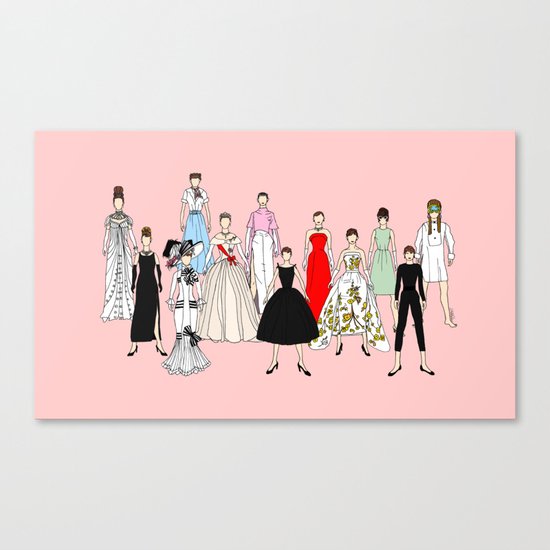 Audrey Hepburn Think Pink Outfits Fashion Canvas Print