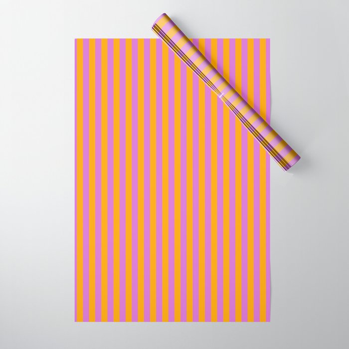 Orchid & Orange Colored Stripes/Lines Pattern Wrapping Paper