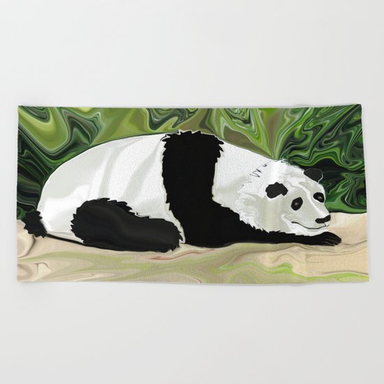 Driving at Panda Pace Beach Towel