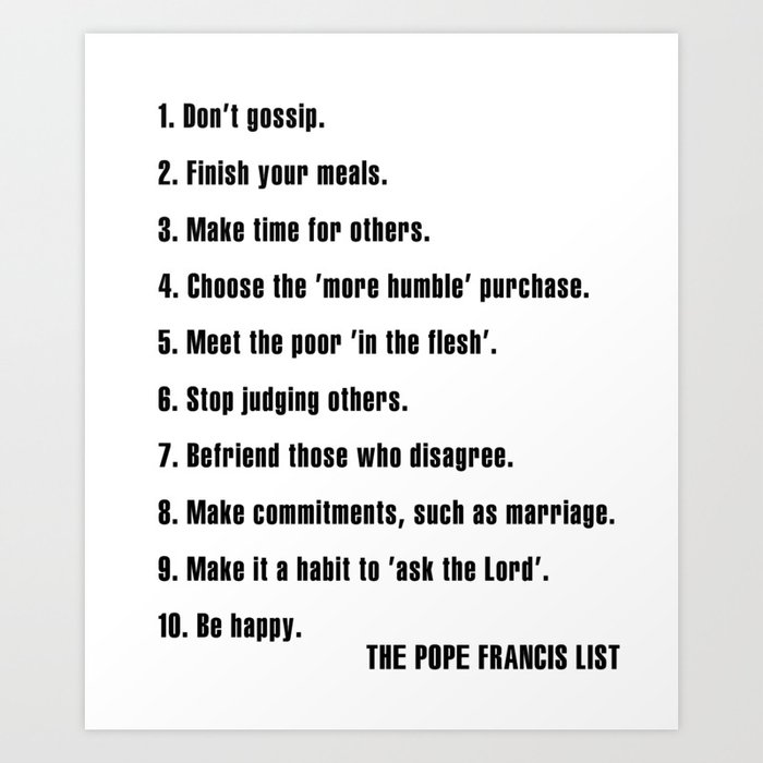 New Year’s Resolutions The Pope Francis List Art Print By