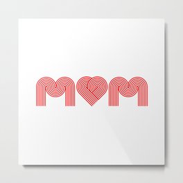 Love Mum/Mom Metal Print | Love, Red, Digital, Mom, Typographic, Mothersday, Pattern, Stripy, Happy, Momprint 
