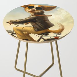 Anthropomorphic dog riding a bicycle Side Table