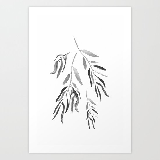 Eucalyptus Branches II Black And White Art Print