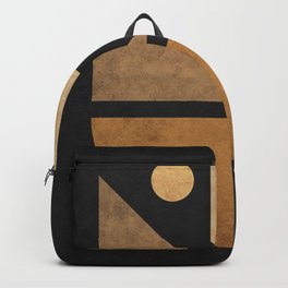 Geometric Harmony Black 03 - Minimal Abstract Backpack | Curated, Abstract, Graphicdesign, Curves, Minimal, Elegant, Composition, Modern, Midcenturymodern, Scandinavian 