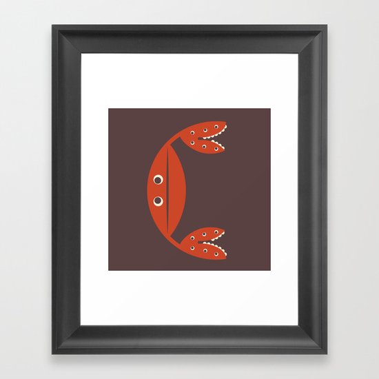 Letter C // Animal Alphabet // Crab Monogram Framed Art Print