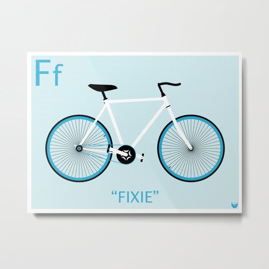 "F is for Fixie" Metal Print