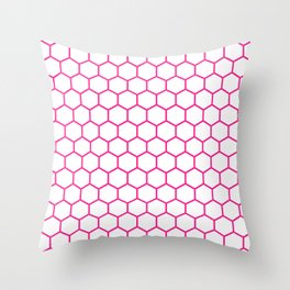 Honeycomb (Dark Pink & White Pattern) Throw Pillow