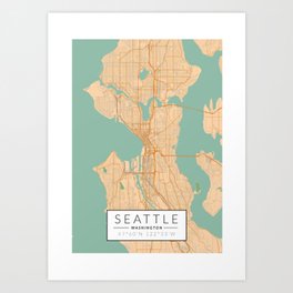 Seattle Map - Color Art Print