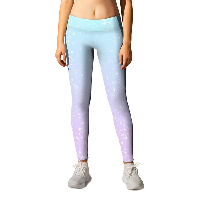 turquoise and lavender pastel bokeh effect ombre gradient Leggings