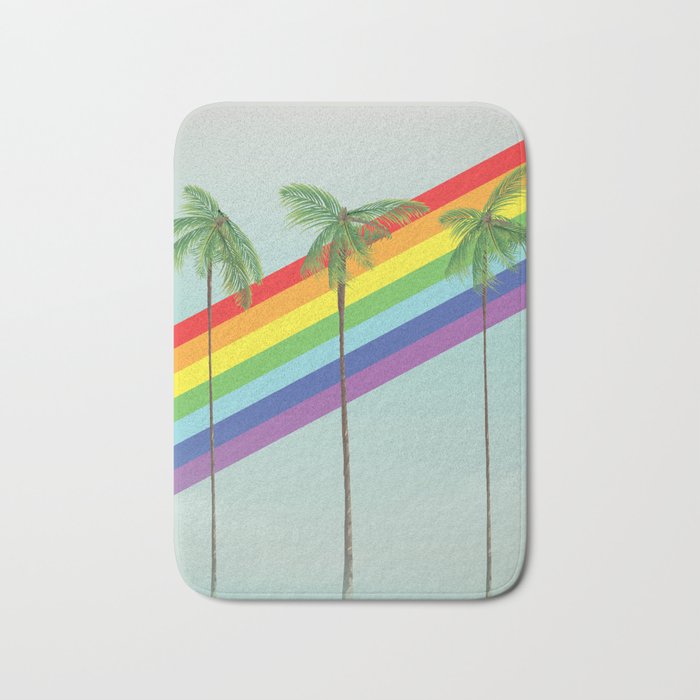 Rainbow Palm trees Bath Mat