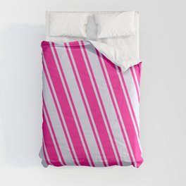 [ Thumbnail: Lavender & Deep Pink Colored Stripes Pattern Comforter ]