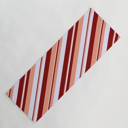 [ Thumbnail: Lavender, Maroon, and Dark Salmon Colored Striped/Lined Pattern Yoga Mat ]