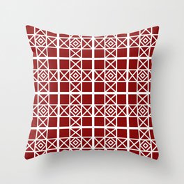 Red Geometric Patterned Christmas Plaid Throw Pillow