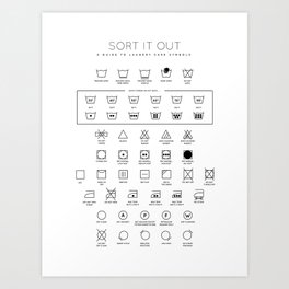 Laundry Symbols - White Art Print