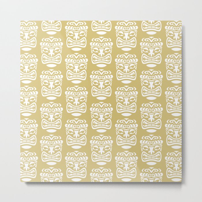 Tiki Pattern Gold Metal Print