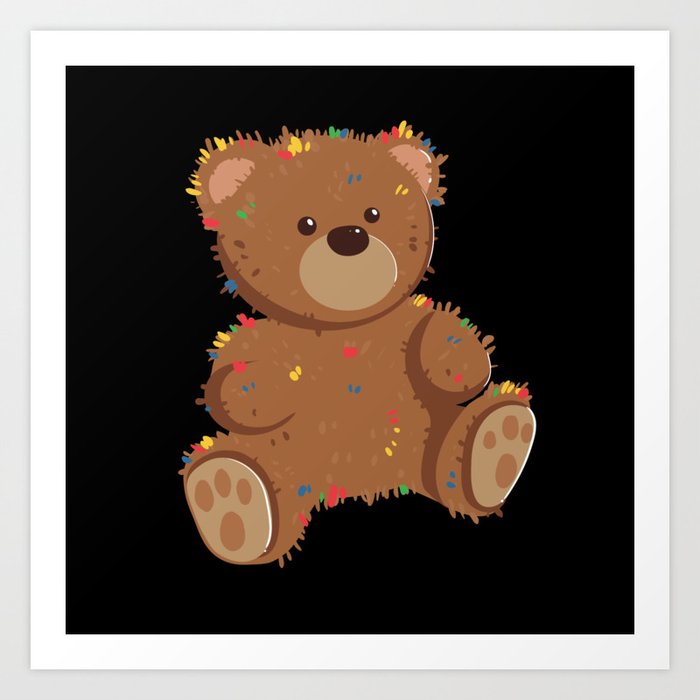 Girls Cute Teddy Bear Art Print by Maximus Design