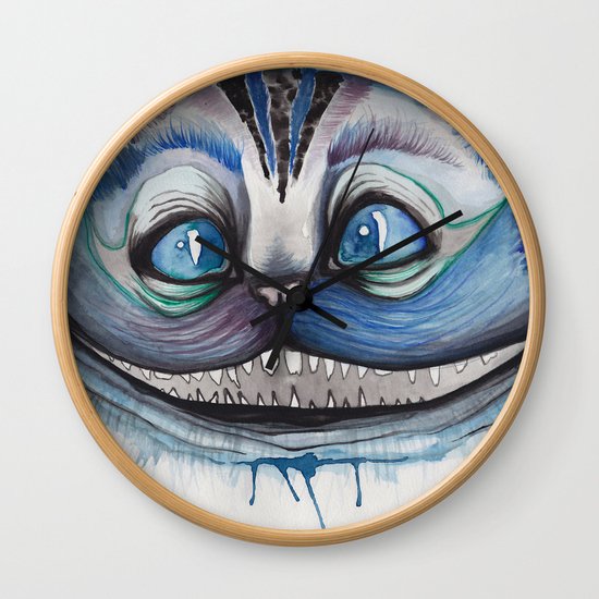 Cheshire Cat Grin Alice In Wonderland Wall Clock By Mille Society6