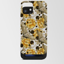 Japanese Crane pattern with Yellow peonies on White iPhone Card Case