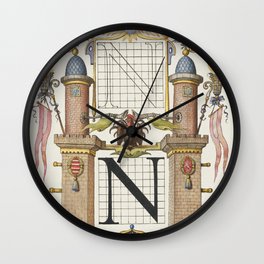 Vintage calligraphic poster 'N' Wall Clock