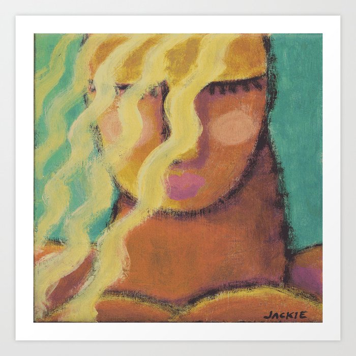 Relax Abstract Acrylic Painting Of A Woman Art Print By