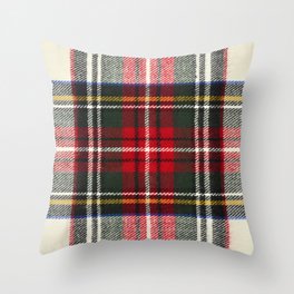 Scottish tartan pattern. Red and white wool plaid print as background. Symmetric square pattern. Throw Pillow