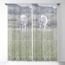 White cow pasture Sheer Curtain