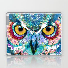 Colorful Horned Owl Art - Night Animal - Sharon Cummings Laptop Skin