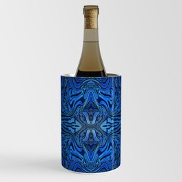 Blue Velvet Silk Watercolor Pattern Wine Chiller