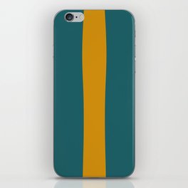 Teal blue with yellow abstract line iPhone Skin