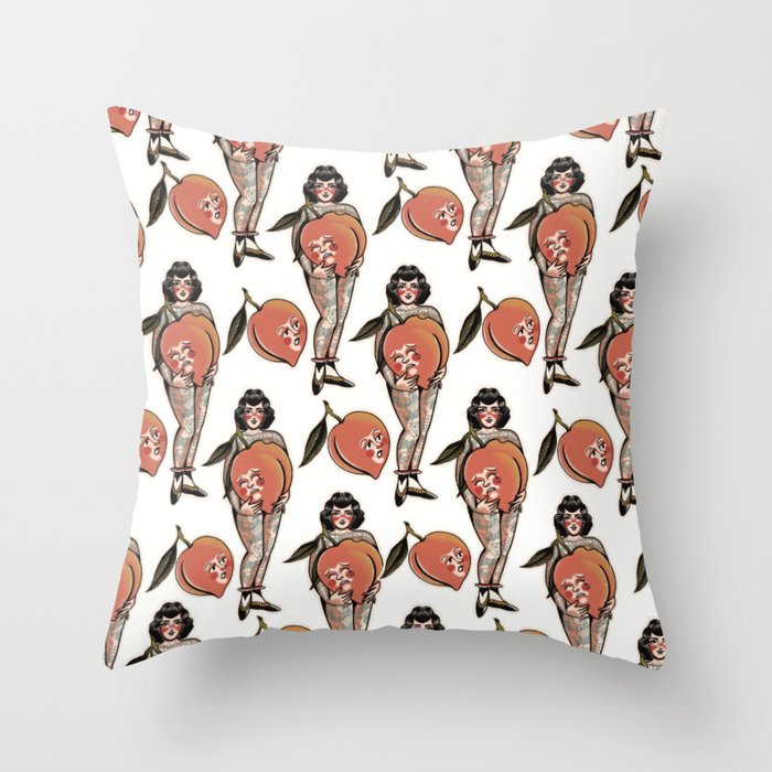 peach fruit throw pillow
