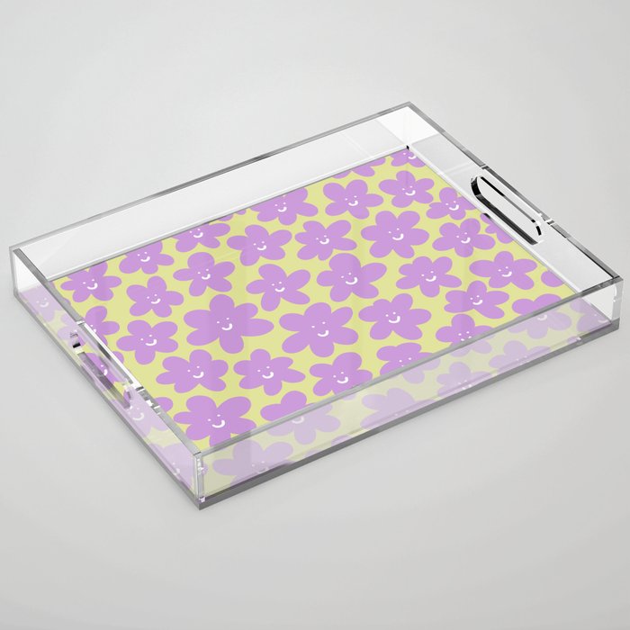 Happy Baby New Year Flowers - lime and purple  Acrylic Tray