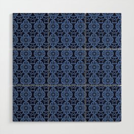 Dark blue retro lace pattern Wood Wall Art