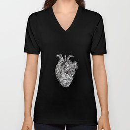 Black Heart V Neck T Shirt