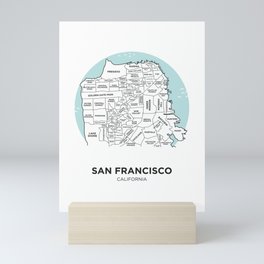 San Francisco Neighborhood Map Mini Art Print