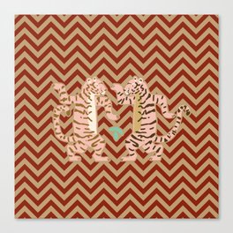 Dancing tiger on the move - sand, dried tomato  Canvas Print