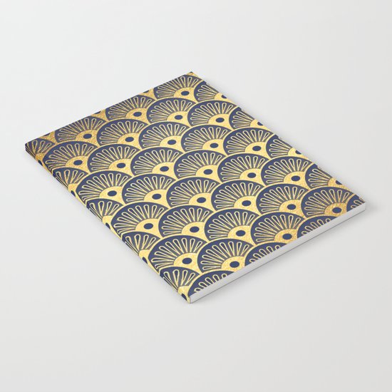 Blue Fan Gold Notebook