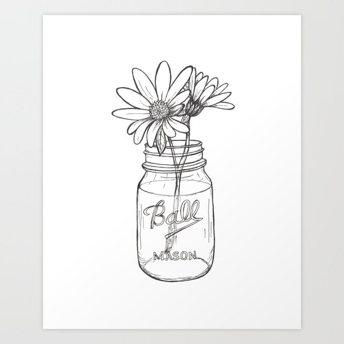 Download Flowers in a Jar | Mason Ball Jar Sunflowers Daisies Art ...