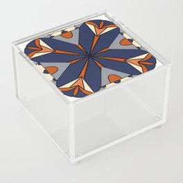 Mandala Geometric Tile Orange Blue Acrylic Box