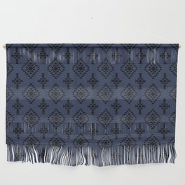 Navy Blue and Black Native American Tribal Pattern Wall Hanging