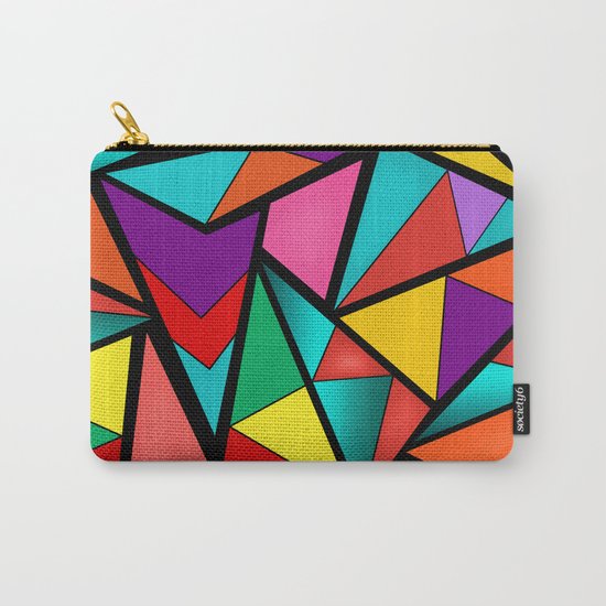 Abstract bright multicolored geometric pattern . 4 . Carry-All Pouch