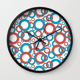 Blue Green, Red, White Geometric Ring Pattern 2021 Color of the Year AI Aqua 098-59-30 Wall Clock