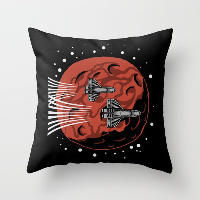 Mars Spaceship Throw Pillow